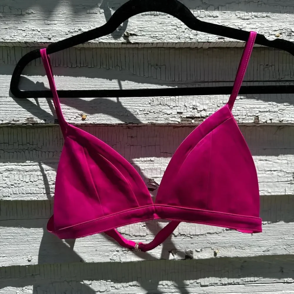 Barbie Hot Pink‎ Satin Triangle Bra/Bikini Top Sz S